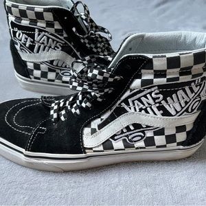 High top black checkered vans